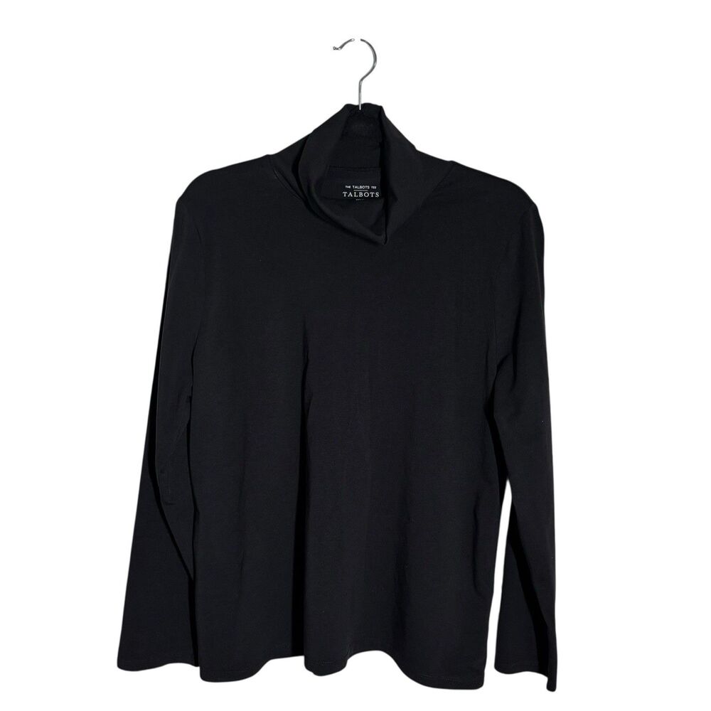 Talbots Womens PXL Black Turtleneck Top Capsule Everyday Layers Mature Outdoor